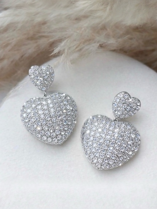 SC JEWELRY Jewelry - Mother’s Day 🌺 Crystal Heart Earrings Bridal Jewelry White Gold Plated